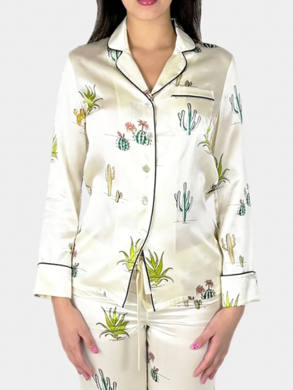 Olivia Von Halle Cactus Silk Shorts Pajama Set